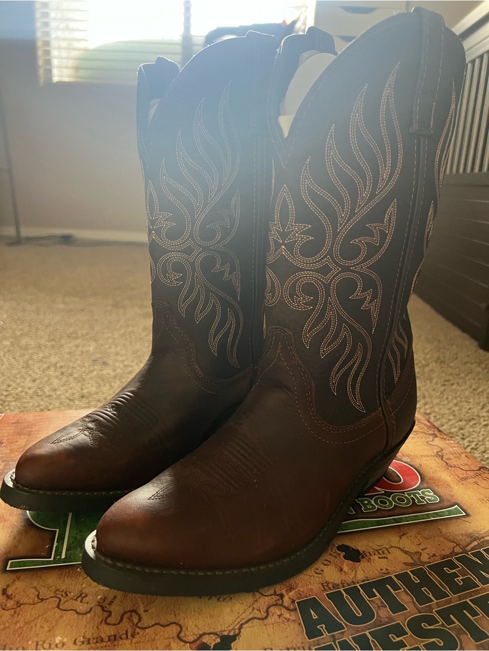 Women's Brown Embroidered Lace-Up Western Boots